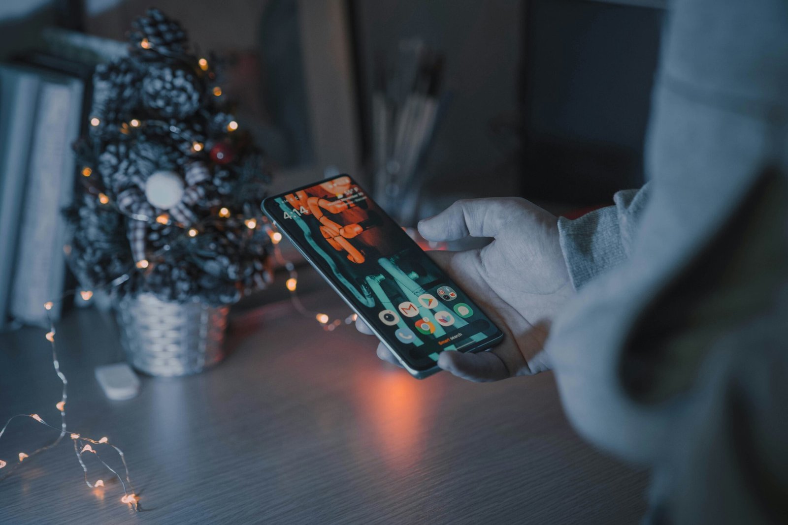 person holding black android smartphone